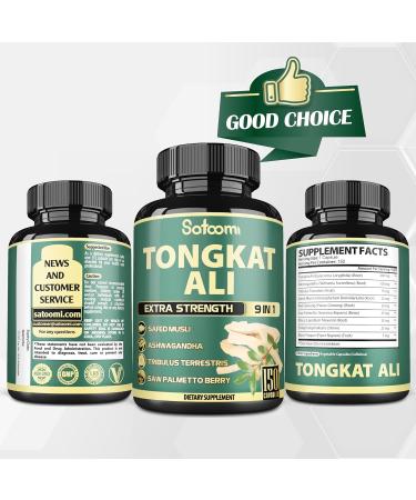Satoomi Tongkat Ali for Men 3450mg - High Potency Extract with Ashwagandha & Tribulus Terrestris - 5 Months Supply - Boost Strength & Energy - 150 Capsules - Buy Online on GoSupps.com