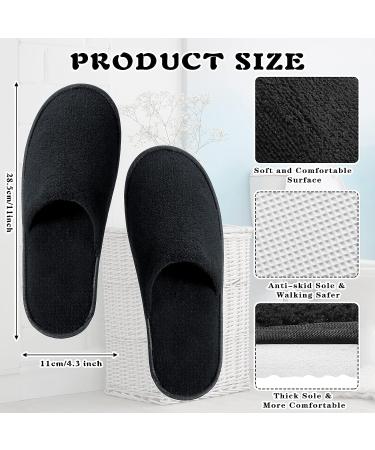 Geyoga 12 Pairs Spa Slippers - Unisex Fluffy Coral Fleece Closed Toe Disposable Slipper for Home & Hotel - Black - Buy Online on GoSupps.com
