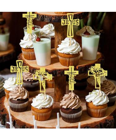 Keaziu 24 Pack God Bless Cross Cupcake Toppers Baptism Cupcake Toppers Cross Cupcake Picks Baby Shower Baptism Party Decorations Supplies Gold Gold 3 2024 - Buy Online on GoSupps.com