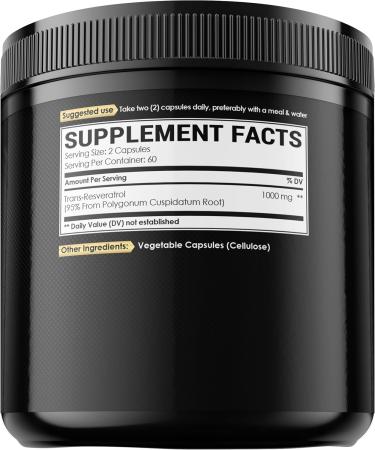 NUQIIT Trans Resveratrol 1000mg Supplement - Impressive Benefits for Immune System Energy Production & Heart Health Support - 120 Vegan Capsules for 2 Months - Buy Online on GoSupps.com