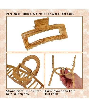 Magicsky 6 Pack 4 Inch Metal Hair Claw Clips - Gold & Wood Grain - Non-slip - for Thick Thin Hair - Styling Accessories for Women and Girls - Buy Online on GoSupps.com
