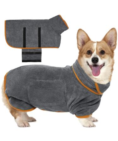 Kuoser dog bemper microfiber dog bathrobe bathing towel bathrobe dog extra absorbent adjustable dog towel with Velcro fasten
