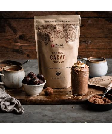 Zeal Superfoods Organic Cacao Powder - Raw Heirloom Criollo - Top 8 Allergen-Free - Cold-Pressed - Unsweetened - Vegan - Gluten-Free - Keto - Paleo - Kosher - Nutrient-Rich Superfood - 16 oz - Buy Online on GoSupps.com