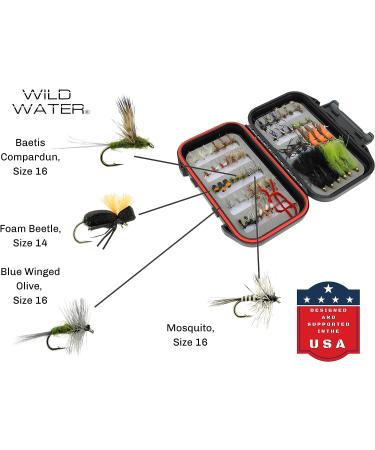Wild Water Fly Fishing Mini-Mega Assortment 60 Most Popular Flies with Small Fly Box - Dry, Caddis, Nymph, Wooly Bugger for Trout, Panfish, Crappie, Sunfish - Buy Online on GoSupps.com