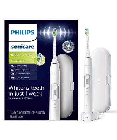 Philips Sonicare ProtectiveClean 6100 Rechargeable Electric Power Toothbrush, White, HX6877/21 Handle Only White