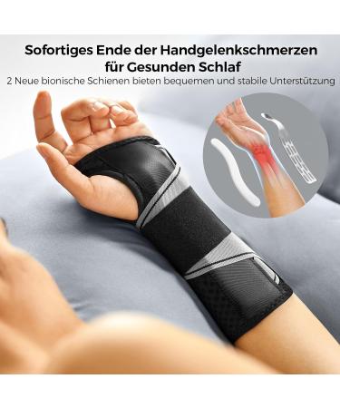 Freetoo Light-Pass Shaped Wristwear with Bionic Carpal Tunnel Rail - One-Tiered Wrist Bandages for RSI & Tendonal Inflammation - Extended Wrist Splint for Men & Women (Left Hand S/M - Black & Gray) - Buy Online on GoSupps.com