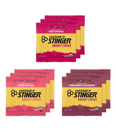 Honey Stinger Organic Energy Chew Variety Pack - Fruit Smoothie, Pomegranate Passionfruit, Cherry Blossom - Gluten-Free, Caffeine-Free - Sports Nutrition for All Exercises - 1.8 oz (Pack of 9) - Buy Online on GoSupps.com