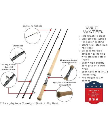 Wild Water Fly Fishing 11ft 4pc 7wt Switch Rod Combo for Saltwater - Complete Starter Package - Buy Online on GoSupps.com