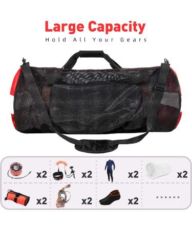 Extra Large Mesh Dive Duffel Bag - Adjustable Shoulder Strap - Gym, Sports, Beach, Scuba, Snorkeling - Black - Buy Online on GoSupps.com