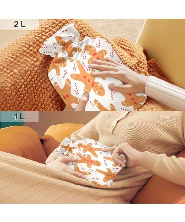 Shop Cute Gingerbread Man Hot Water Bottle - 2L Red Plush Cover - Perfect Winter Warmer for Kids & Adults - Buy Online on GoSupps.com