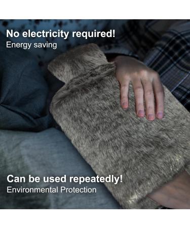 Obqo 2L Hot Water Bottle with Cosy Fluffy Cover - Natural Rubber Bed Warmer for Women & Kids (Brown Hand-in Cover) - Buy Online on GoSupps.com