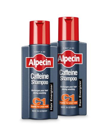 Alpecin Caffeine Shampoo C1 2x 250ml | Against Thinning Hair | Shampoo for Stronger and Thicker Hair | Natural Hair Growth Shampoo for Men | Hair Care for Men Made in Germany 250 Milliliters