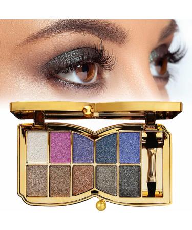 10 Colors Sparkle Shimmer Eyeshadow Palette Gold Eyeshadow Shimmer Makeup Palette Highly Pigmented Long Lasting Makeup Set Eye Shadow Palette Makeup 04