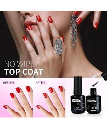Jofay Fashion No Wipe Top Coat 15ml - Set of 2 Bottles | Long Lasting Glossy Finish | Soak off Gel Nail Polish for DIY Nail Art at Home and Salon Use - Buy Online on GoSupps.com