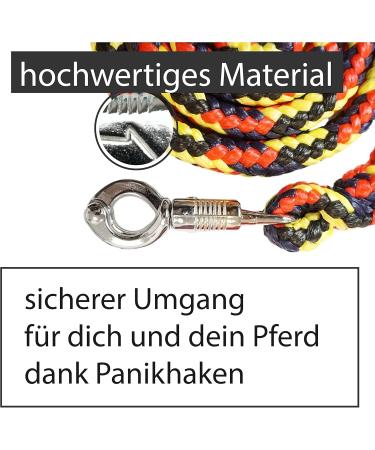 Premium Knit with Panic Hooks for Horses Ponies & Donkeys | Stylish 1.60m Connections in Black Red Yellow Blue - Buy Online on GoSupps.com