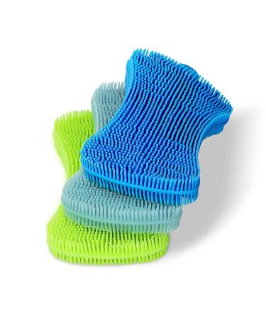 Geloo Silicone Sponge Dish Sponges, Silicone Sponge Dish Washing Kitchen Gadgets Brush Accessories, Kitchen Sponge Double Sided Cleaning Sponges ( 3 Pack ), Blue+Grey+Green (aa2) - Buy Online on GoSupps.com
