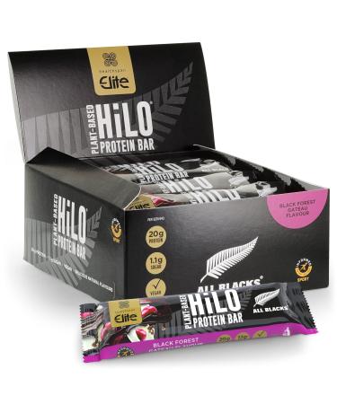 Healthspan Elite All Blacks Protein Bars (12 bars) | 20g Plant Based Protein Per Serving | 7.5g Fibre | 1.1g Naturally Occurring Sugars | Informed Sport Accredited | Vegan (Black Forest Gateau)