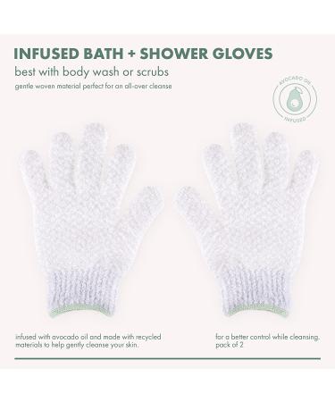 EcoTools Avocado Oil Infused Exfoliating Bath Gloves - Soft Skin Body Mitt for Shower and Bath, Pack of 2 - Buy Online on GoSupps.com