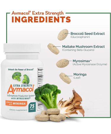 AVMACOL Extra Strength Tablets - Sulforaphane Detox & Antioxidant Support for Immune Health - Nutramax Labs - Moringa - 75 Tablets - Buy Online on GoSupps.com
