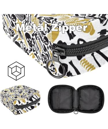 MUOOUM Menstrual Pad Bag | Sanitary Napkin Holder | Tampons Collect Bag | Grunge Skull Skeleton Pattern | Multi-colored - Buy Online on GoSupps.com