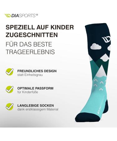 Diasports Merino Wool Ski Socks for Kids | Warm Thermo Knee Socks | Thick Winter Socks for Girls & Boys | KidStars 31-34 Turquoise - Buy Online on GoSupps.com