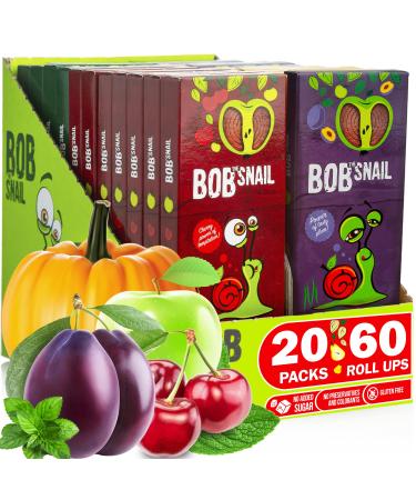 Healthy Snacks Variety Pack for Kids and Adults - Snack Box of 60 Fruit Roll Ups Individual Packs - Natural Fruit Leather of Apple Cherry Plum Pumpkin Mint - Vegan Low Carb Gluten Free Dried Fruit FRUIT MIX