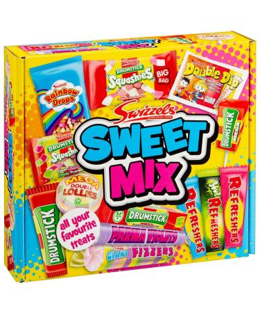 Sweetess Mix Favourites - Delicious Special For Tasty And Twisty Treat Gift - Favourite Sweetss - Includes - Rainbow Drops - Drumsticks Squashies - Refreshers - Parma Violets - Fizzers - Mega Lollies