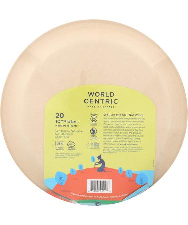 Compostable 10-Inch Fiber Ripple Edge Plates - 20 Pack | World Centric Wheat Straw & Bagasse - Buy Online on GoSupps.com