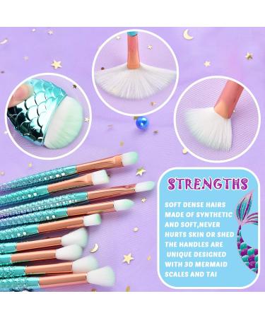 Mermaid Makeup Brush Set with Cosmetic Bag - 13 PC Beauty Tools and Sequins Case - Buy Online on GoSupps.com
