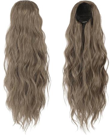FESHFEN Ash Brown 18 Curly Wavy Drawstring Ponytail Hair Extension - Synthetic Hairpiece for Women - Buy Online on GoSupps.com