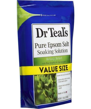 Dr. Teal's Eucalyptus & Spearmint Soaking Solution 7lb Bag - Pure Epsom Salt Blend for Soothing Pain & Soreness at Home - Buy Online on GoSupps.com