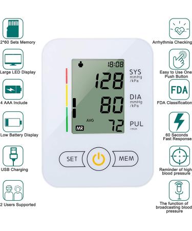 Maguja Automatic Arm Blood Pressure Monitor - Wide Range, Large Cuff, LCD Display - Home Use (White) - Buy Online on GoSupps.com
