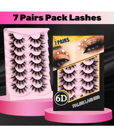 Veleasha Mink Spiky Cat Eye Lashes | 7 Pairs Fluffy 3D Dramatic False Eyelashes | 16-26mm Eyelash Extensions Look - Buy Online on GoSupps.com