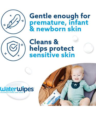 WaterWipes Original Baby Wipes - 99.9% Water, Unscented & Hypoallergenic, 3 Packs (180 Count) for Sensitive Skin - Buy Online on GoSupps.com