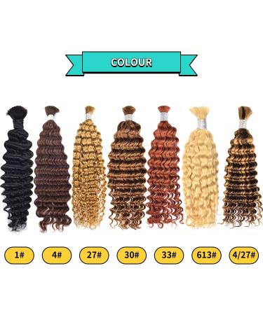Human Hair Bulk For Braiding Highlight Deep Wave Boho Human Braiding Hair Unprocessed Human Hair Extensions For Micro Braids 24 Inch-100G 24 Inch 613# - Buy Online on GoSupps.com