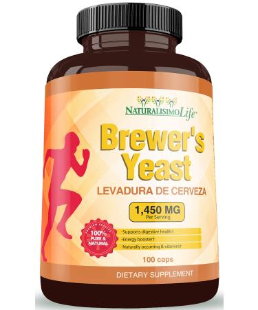 Brewers Yeast Capsules Levadura de Cerveza 1450mg per Serving High Absorption Pure 100 Capsules