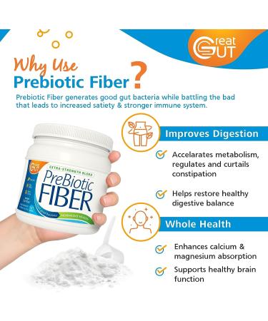 Great Gut Prebiotic Fiber Powder - Unflavored Sunfiber Blend | 20oz, 90 Servings - Buy Online on GoSupps.com