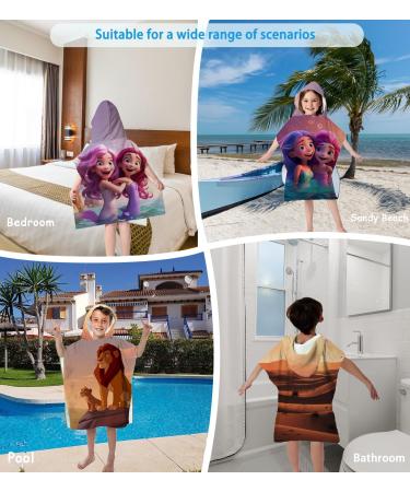 Soft Microfiber Hooded Bath Poncho for Kids | 60x60cm Absorbent Towel for Boys & Girls Age 1-6 | Adorable Lion Patterns - Buy Online on GoSupps.com