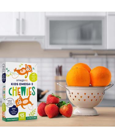 OmegaVia Kids Omega-3 Chewies - Strawberry Citrus Flavor, 45 Chewies - Buy Online on GoSupps.com