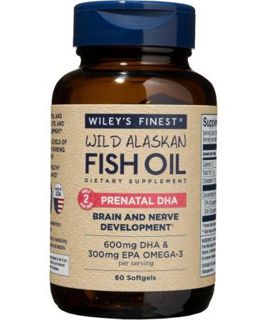 Wiley's Finest Wild Alaskan Fish Oil Prenatal DHA 600 mg 60 Fish Softgels - Buy Online on GoSupps.com