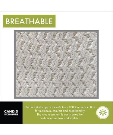 Candid Signature Apparel Zigzag Knit Skull Cap | 100% Cotton Beanie for Men & Women - White - Buy Online on GoSupps.com
