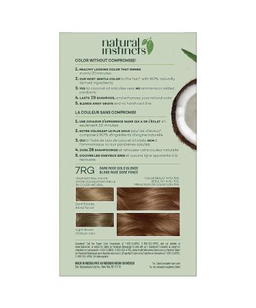 Clairol Natural Instincts 7RG Dark Rose Gold Blonde Hair Dye - 5.85 Fl Oz (Pack of 1) - Buy Online on GoSupps.com