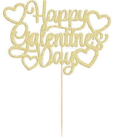 1Pc Happy Valentine's Day Cake Topper Gold Glitter Valentine's Day Cake Topper Decorations for Valentine's Day Theme Wedding Engagement Bridal Shower Birthday Party Cake Decorations Supplies - Buy Online on GoSupps.com