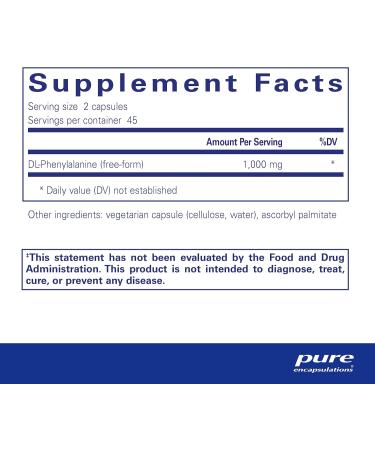 Pure Encapsulations DL-Phenylalanine Amino Acid Supplement - 90 Capsules - Buy Online on GoSupps.com