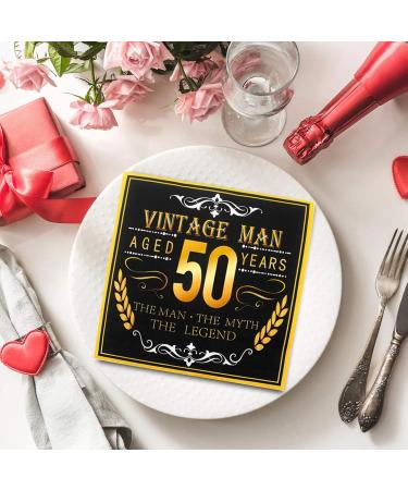 Vintage Black Gold 50th Birthday Napkins - 40 Pack Disposable Cocktail Napkins for Men s 50s Party Decorations - Buy Online on GoSupps.com
