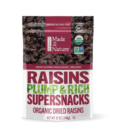 Organic Dried Raisins - Non-GMO, Unsulfured Vegan Snack | 12 oz (Pack of 6) - Made In Nature - Buy Online on GoSupps.com