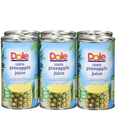 Dole 100% Pineapple Juice 6 fl oz - Pack of 6 | Fresh & Natural - Buy Online on GoSupps.com