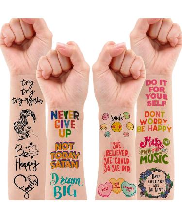Motivational Inspirational Temporary Tattoos - 8 Sheets/96 PCS | Cute Quote Stickers for Kids - Birthday Party Favors, School Prizes, Carnival Decorations - Buy Online on GoSupps.com