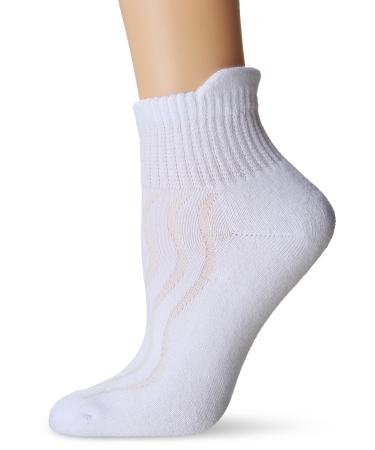 MD USA Seamless Toe-Wave-In Mesh Diabetic Ankle Socks White Medium