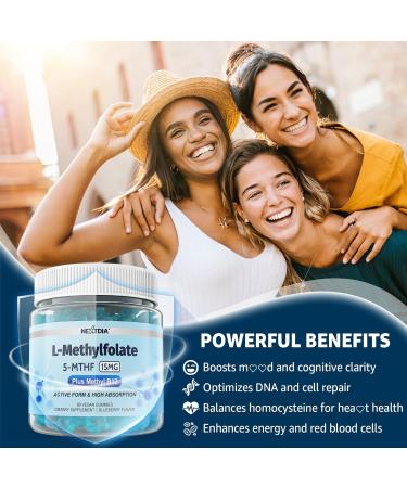 L-MethylFolate 15mg & Methyl B12 Gummies, Methylated B1, B2, B6 Multivitamins - Active 5-MTHF & High Absorption - Supports MTHFR Gene, Cognition, Homocysteine Levels, Folate Metabolism, Vegan, 120 Cts 60 Count (Pack of 2) - Buy Online on GoSupps.com